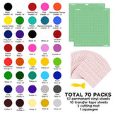 HTVRONT 70 Pack Vinyl for Cricut Machine, 57 Sheets 12" X 12" Permanent Adhesive Vinyl Sheets & 2 Cutting Mat & 10 Transfer Paper for Vinyl HTVRONT