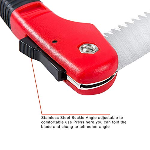 FLORA GUARD Folding Hand Saw, Camping/Pruning Saw with Rugged 7.7 Inch Blades Professional Folding Saw Razor Tooth Sharp Blade Solid Grip(Red) FLORA GUARD