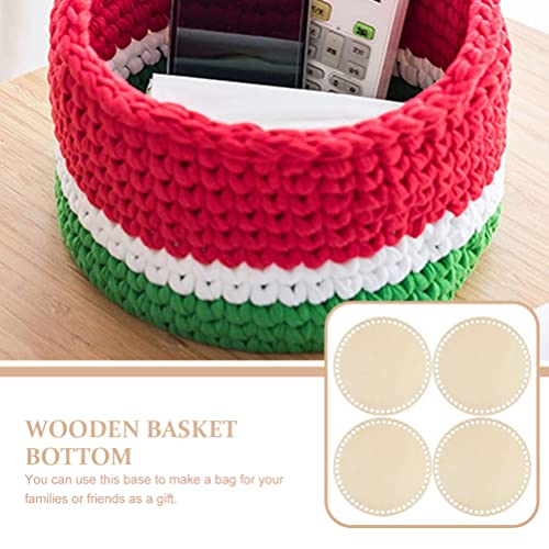 EXCEART 4pcs Wooden Bag Bottom Natural Wood Base Shaper Crochet Basket Base for DIY Knitting Crochet Yarn Storage Bag Weaving Crafts Home Decoration EXCEART