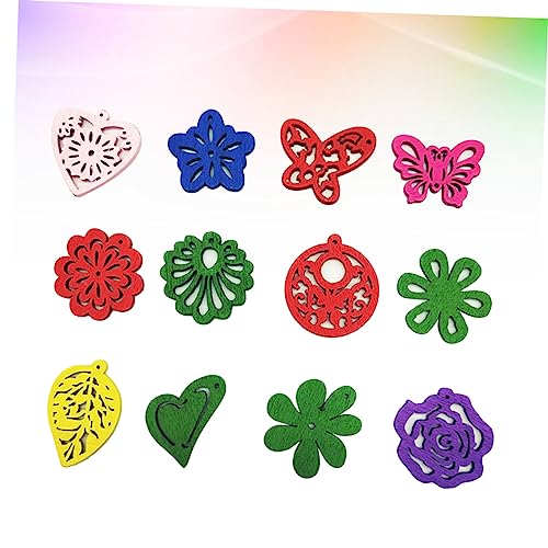 TEHAUX 100pcs Handmade Necklaces Wood Necklace Painted Jewelry Wood Beads Bracelet Beads Necklace Wood Beads DIY Wood Kit Wooden Slices Manual Bamboo TEHAUX