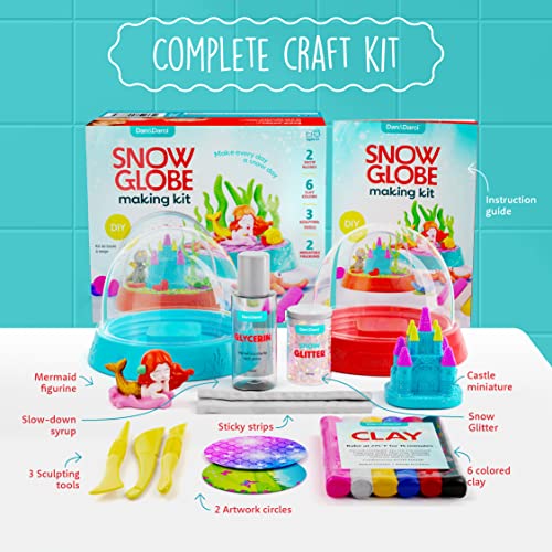 Dan&Darci Snow Globe Making Kit for Kids - Make Your Own Water Globes Kits - Kid Christmas Stocking Stuffers Craft Activities for Age 3 4 5 6 7 8 9 -