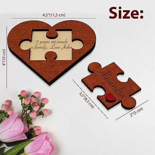 Personalized Romantic Gifts for Her - Custom Valentines Gifts for Him Engraved, Unique Valentine Puzzle Card, Wooden Heart Shaped Plaque, 5 Year Wood Top obsession