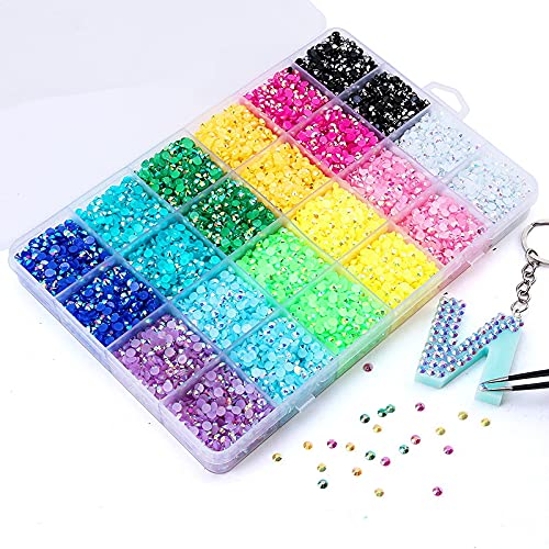 Sunfairy 24000Pc 4mm Nail Art Rhinestones Mixed Colors Round Gemstone Glitter Crystal Nail Flat Jelly Rhinestones Shiny Colorful Nail Stone Gems - WoodArtSupply