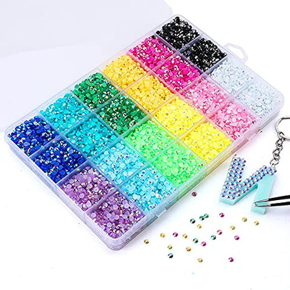 Sunfairy 24000Pc 4mm Nail Art Rhinestones Mixed Colors Round Gemstone Glitter Crystal Nail Flat Jelly Rhinestones Shiny Colorful Nail Stone Gems - WoodArtSupply