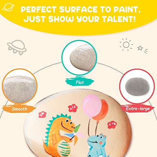 DALTACK 12PCS Extra-large Rocks for Painting, 3.3-4.8 Inch, Rock Painting Kit for kids, Flat Painting Rocks for Arts and Crafts
