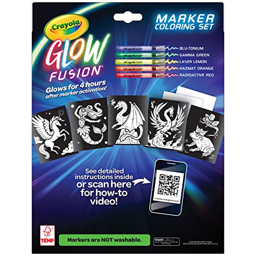 Crayola Glow Fusion, Glow in The Dark Coloring Set with Markers ...