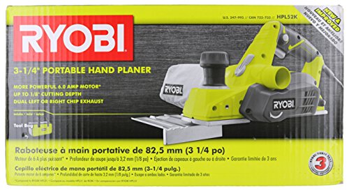 Ryobi HPL52K 6 Amp 16,500 RPM 3 1/4" Corded Hand Planer w/ Kickstand and Dual Dust Ports - WoodArtSupply