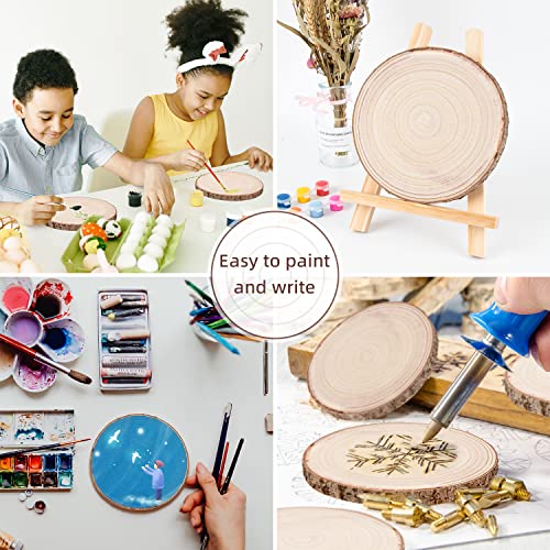 Maputune 8 Pcs 7 - 8 inches Large Unfinished Wood Slices for Centerpieces, Natural Rustic Wooden Plate for DIY Craft, Round Wood Chips for Table Maputune