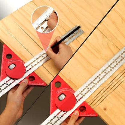 Woodworking Edge Ruler,Woodworking Scriber Ruler with Adjustable Protractor Angle Finder, 0-180 Degrees Angle Measuring Tool ， Architect Ruler for - WoodArtSupply