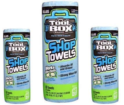 Sellars ToolBox Z400 Blue Shop Towel Recycled Disposable 54400, 11" L x 9.4" W, (1 Roll of 55 Sheets) Sellars Wipers & Sorbents