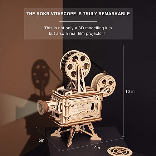 ROKR Vitascope 3D Wooden Puzzle - Vintage Movie Projector Model Kit for Adults ROKR