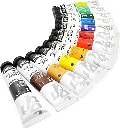 Pebeo High Viscosity Acrylics- 30x20ml Studio Acrylic Paint Set for Painting Canvas, Wall Art Decor, Cosplay Accessories, Paint by Numbers- Acrylic WoodArtSupply