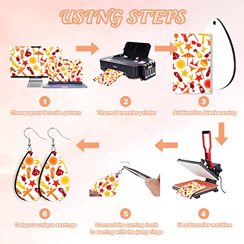 ZOCONE 60 Pcs Sublimation Earrings Blank Bulk, Sublimation Printing Earrings Unfinished Teardrop Heat Transfer Earring Pendant with Earring Hooks ZOCONE