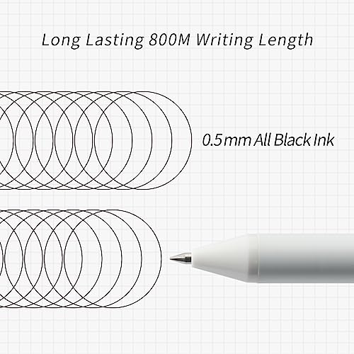 Kaco Eco Friendly Gel Ink Pens 5 Pieces 0.5mm Fine Point Black Ink Pen Set Retractable Office School Supplies Kaco