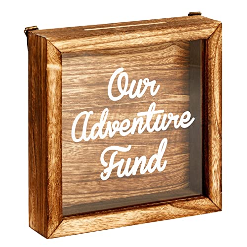 Juvale Our Adventure Fund, Vacation Shadow Box for Weddings, Honeymoon Savings Piggy Bank for Adults (7 x 7 Inches) Juvale