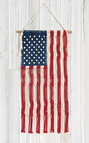 Solid Oak Make-Rame Macrame Wall Hanging Old Glory Kit - WoodArtSupply