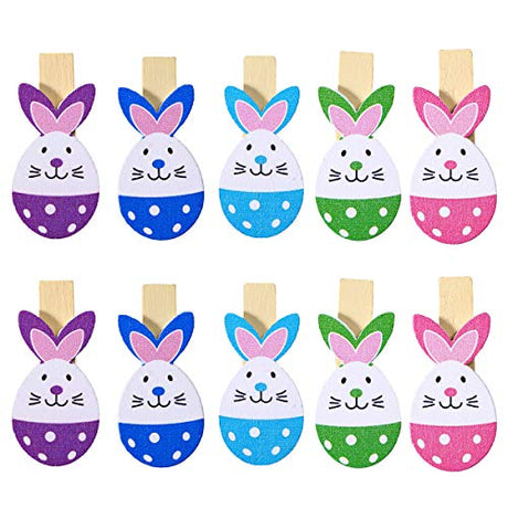 LUOEM 50pcs Easter Photo Clips Colorful Egg Wooden Photo Clips Multi-Function Clothespins Photo Paper Peg Pin Craft Clips for Easter Party LUOEM