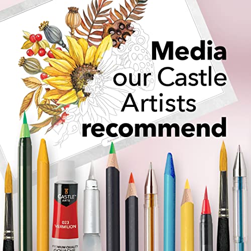 Castle Arts Flowers Colouring Book | 36 Mindfulness-Inspiring Blooms Curated by in-House Artists with Colour Reference Guide | No Show-Thru Artist Castle Art Supplies