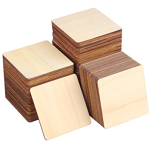 120 Pieces Unfinished Wooden Squares, 4 x 4 Inch Natural Square Wood Cutout Tiles for DIY Crafts, Painting, Carving and Home Decor, Coasters, - WoodArtSupply