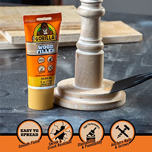 Gorilla All Purpose Wood Filler, 6oz Tube, Golden Oak (Pack of 1) Gorilla