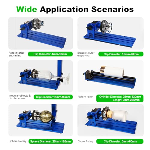 ComMarker 5-in-1 Rotary for Fiber Laser Engraver Machine, Laser Engraver Rotary Attachment,Rotary Axis Chuck Roller 5 Functions, Perfect for - WoodArtSupply