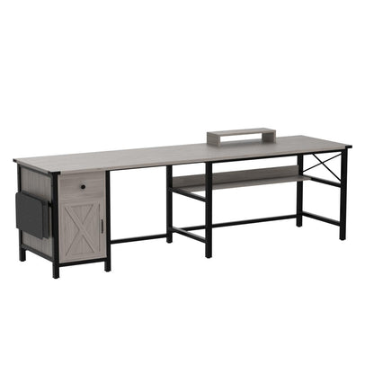 SEDETA 63" L Shaped Desk, Convertible 86.6" Home Office Desk or Corner Desk, Office Computer Desk with Drawer, Power Strip, Storage Cabinet,