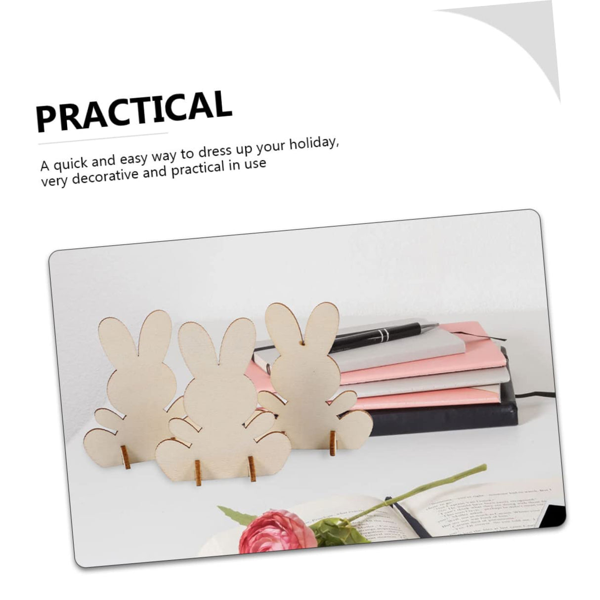 Kisangel 16 pcs DIY White Embryo Rabbit Unfinished Wood Planks Farmhouse Easter Decor Wood Rabbit Slices Indoor Easter Decorations Unfinished Wood Kisangel