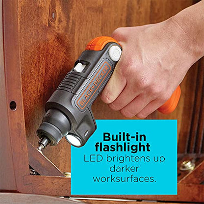 BLACK+DECKER 4V MAX* Cordless Screwdriver with LED Light (BDCSFL20C), Black - WoodArtSupply