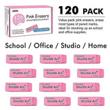 Shuttle Art Pencils and Erasers Bundle, Set of 180 Pack Assorted Colorful Pencils + 120 Pack Pink Erasers Bulk Shuttle Art