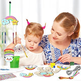 TREACLUB 12 Pack DIY Wind Chime Kits for Kids, Make Your Own Rainow Wind Chime DIY Coloring Star Moon Sun Make A Wind Chime Kits Wooden Arts and TREACLUB
