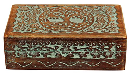 ETROVES 8 inch Wooden Jewelry Box - Handmade Wood Art Portable Treasure Organiser Keepsake-Decorative Wooden Memory Storage Case Single Compartment