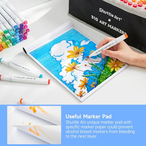 Shuttle Art 51 Colors Dual Tip Alcohol Based Art Markers, 50 Colors plus 1  Blender Permanent Marker Pens Highlighters with Case Perfect for  Illustration Adult Coloring Sketching and Card Making