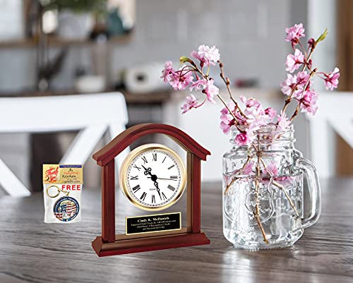 AllGiftFrames Personalized Wood Table Desk Clock Crowned Top Black Engrave Shelf Custom Engravable Desktop Business Etched Executive Graduation AllGiftFrames