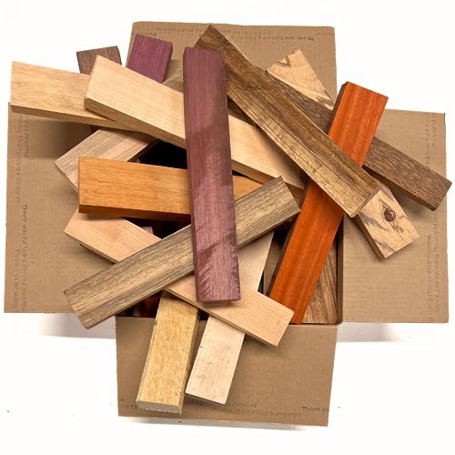 Exotic Wood Zone's Assorted Wood Cut-Offs Scrap Box of Mixed Exotic and Domestic Species | Wooden Scrap Craft Carving Scrolls Short Lumber Boards | Exotic Wood Zone