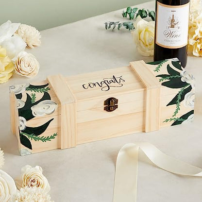 Juvale Wooden Wine Box for Split or Demi Wine Bottles, Single Wine Gift Box with Clasp for Birthday Party Gifts, Housewarming, Wedding, Anniversary - WoodArtSupply