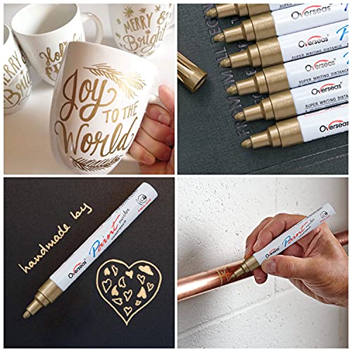 Lesun Gold Paint Pens Paint Markers, 12 Pack Waterproof Oil-Based Paint Pen Set Quick Dry and Permanent, Markers for Rock Painting, Stone, Ceramic, - WoodArtSupply