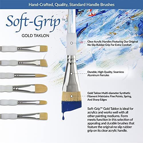 Royal & Langnickel - 5pc Soft Grip Gold taklon Paint Brush Set, Round | SG303 Royal Brush