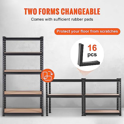 VEVOR Storage Shelving Unit, 5-Tier Adjustable, 2000 lbs Capacity, Heavy Duty Garage Shelves Metal Organizer Utility Rack, Black, 30" L x 12" W x 60" - WoodArtSupply