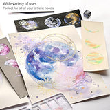 ARTEZA Iridescent Watercolor Paint Set, 12 Metallic Pearl Colors Half-Pans, Waterbrush included, Reusable Semi-Moist Glitter Paint, Non-Toxic, Art ARTEZA