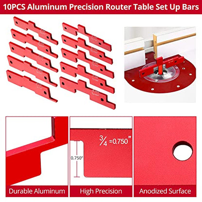 XUNTOP Setup Blocks Woodworking, 10pcs Precision Aluminum Set Up Bars Set Up Blocks Height Gauge Set for Woodworking Router and Table Saw Accessories - WoodArtSupply