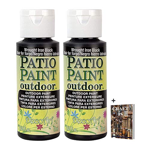 DecoArt Patio Paints - 2 Pack 2oz Wrought Iron Paint - Acrylic Water Based Weatherproof Paint -Scruff & Scratch Resistant Outdoor Paint for Patio DecoArt