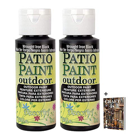 DecoArt Patio Paints - 2 Pack 2oz Wrought Iron Paint - Acrylic Water Based Weatherproof Paint -Scruff & Scratch Resistant Outdoor Paint for Patio DecoArt
