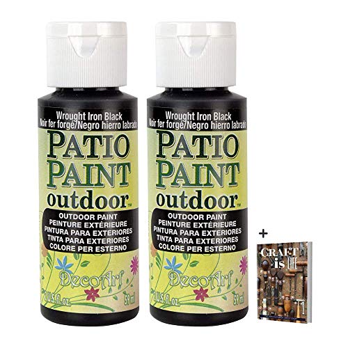 DecoArt Patio Paints - 2 Pack 2oz Wrought Iron Paint - Acrylic Water Based Weatherproof Paint -Scruff & Scratch Resistant Outdoor Paint for Patio - WoodArtSupply