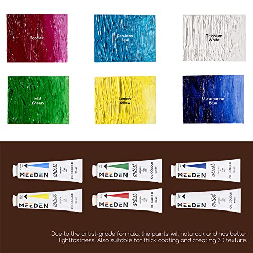MEEDEN Oil Painting Set with French Easel,Oil Paint Set with Easel,7x100ml/3.38oz Oil Paint,Oil Paintbrushes,Canvas & Oil Painting Supplies for MEEDEN