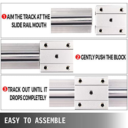 Happybuy Linear Rail, Ballscrew x 3, RM1605-350mm 650mm 1050mm x 2 Linear Rail Support, 12 CNC Kit Linear Shaft Optical Axis - WoodArtSupply