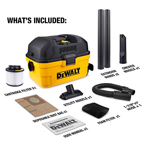 DEWALT DXV04T Portable 4 gallon Wet/Dry Vaccum, Yellow - WoodArtSupply