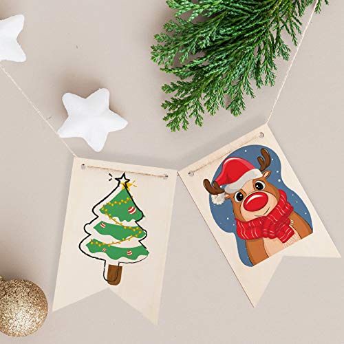 KOHAND 100 PCS 6 x 3.8 x 0.1 Inches Unfinished Wood Sign, Pre Drilled DIY Rustic Wood Signs Wooden Banner Blank for Painting Engraving Decorations KOHAND