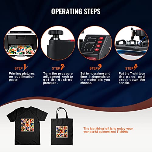 VEVOR Heat Press Machine, 12 x 15 Inch, 5 in 1 Combo Swing Away T-Shirt Sublimation Transfer Printer with Teflon Coated, Mug/Hat/Plate Accessories - WoodArtSupply