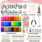 Polymer Clay Earring Making Kit- 30 Clay Earring Cutters, 24 Color Polymer Clay, 8 Circle Cutters, Rollers, B7000 Glue, 640 PCS Earring Making Tools Lucomb