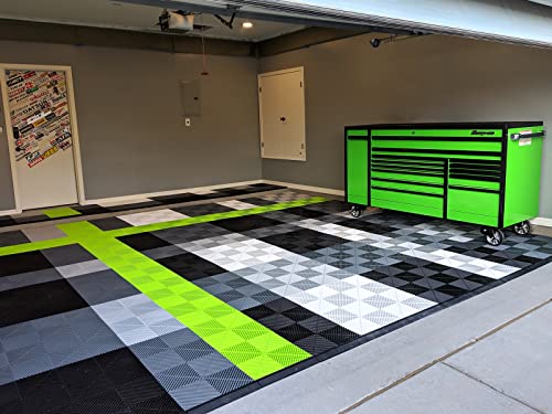 Swisstrax Garage Floor Tiles Ribtrax PRO, 15.75 x 15.75-Inch, Jet Black, 24 Piece Set Swisstrax